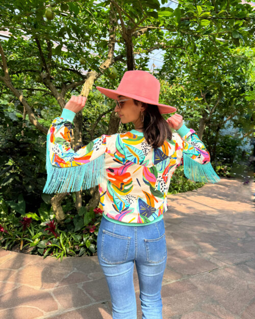 COLORFUL FLOWERS FRINGES SWEATSHIRT, CLASSIC SWEATSHIRT, FRINGES, FESTIVAL OUTFIT, COTTON SWEATSHIRT