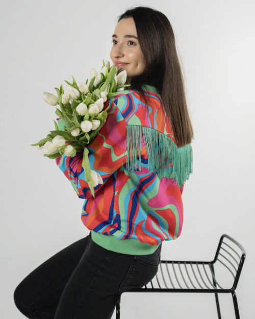 COLORFUL  FRINGES SWEATSHIRT, CLASSIC SWEATSHIRT, FRINGES, FESTIVAL OUTFIT, COTTON SWEATSHIRT