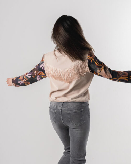 COLORFUL MONSTERA FRINGES SWEATSHIRT, CLASSIC SWEATSHIRT, FRINGES, FESTIVAL OUTFIT, COTTON SWEATSHIRT