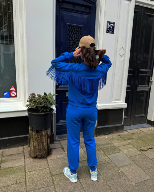 MAJORELLE BLUE FRINGES SWEATSHIRT, CLASSIC SWEATSHIRT, FRINGES, FESTIVAL OUTFIT, COTTON SWEATSHIRT, HANDMADE