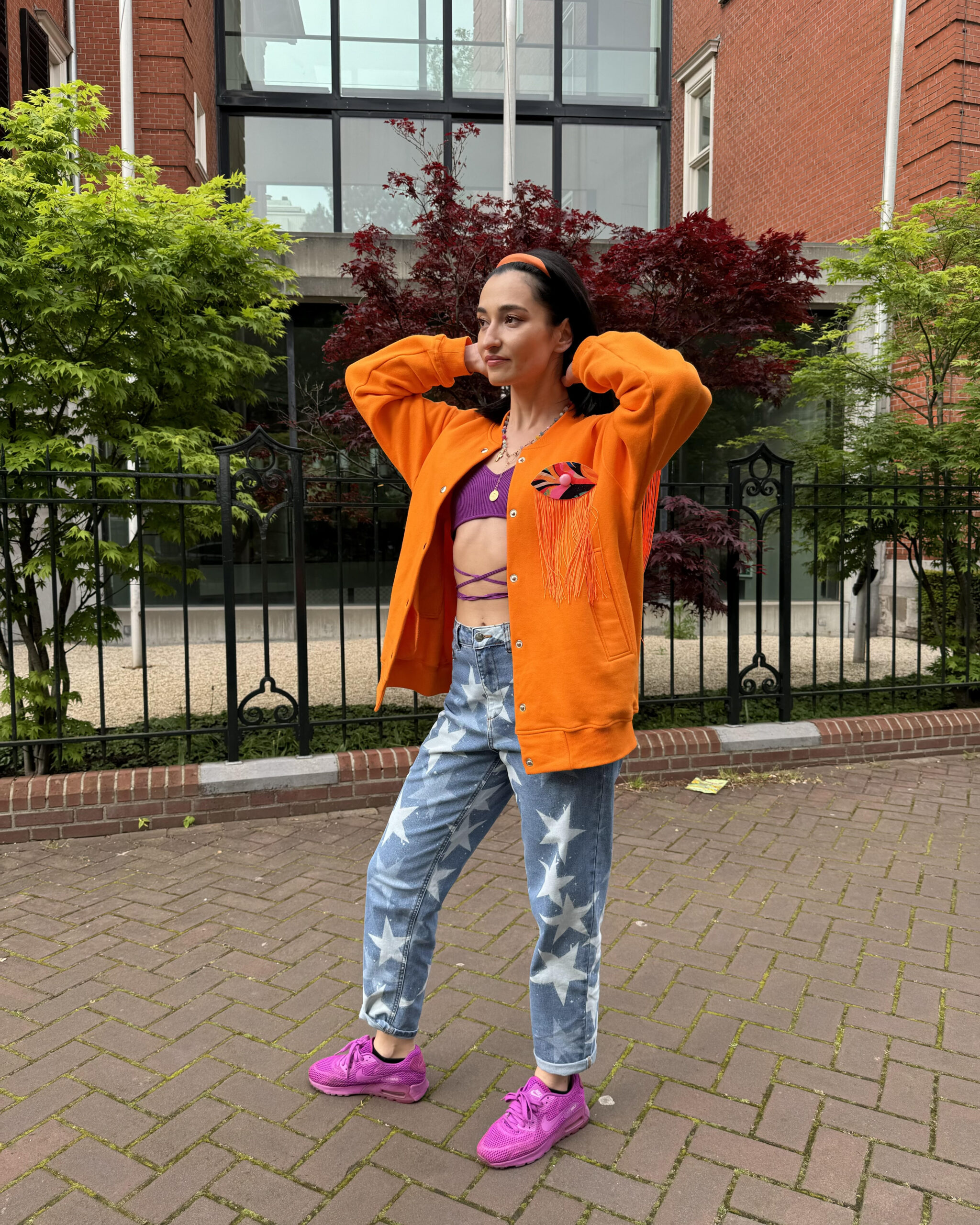 Bomber Jacket Ladies Orange Jacket ORANGE FRINGES BOMBER JACKET