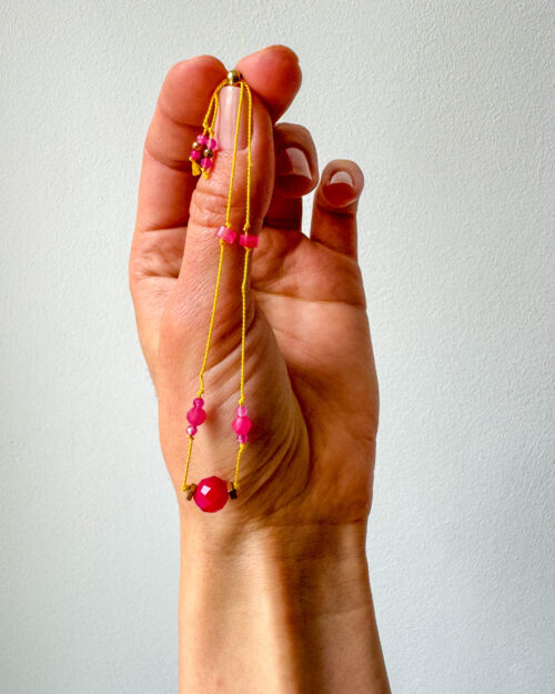 BRACELET, SILK STRING BRACELET, YELLOW BRACELET, AGATE, JADE, HEMATITE, STANLESS STEEL,  HANDMADE