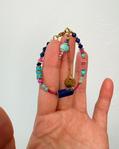 BRACELET , RUBE,  LAPIS AZURE, TURQUOISE, AGATE,AMAZONITE, HEMATITE, STAINLESS STEEL, NATURAL STONE JEWELRY, STONE NECKLACE, HANDMADE