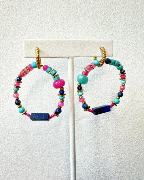 EARRINGS, RUBE,  LAPIS AZURE, TURQUOISE, AGATE,AMAZONITE, HEMATITE, STAINLESS STEEL, NATURAL STONE JEWELRY, STONE NECKLACE, HANDMADE