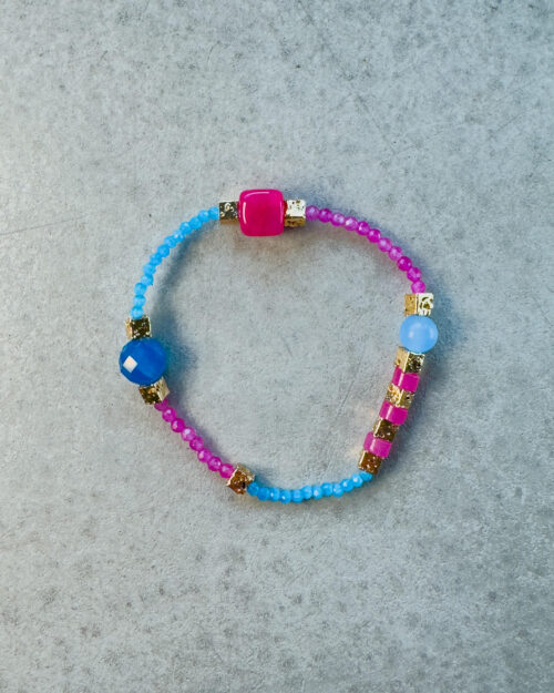 BRACELET, NATURAL STONES, PINK STONES, BLUE STONES, HEMATITE, VOLCANIC LAVA, CAT`S EYE, AGATE, HANDMADE